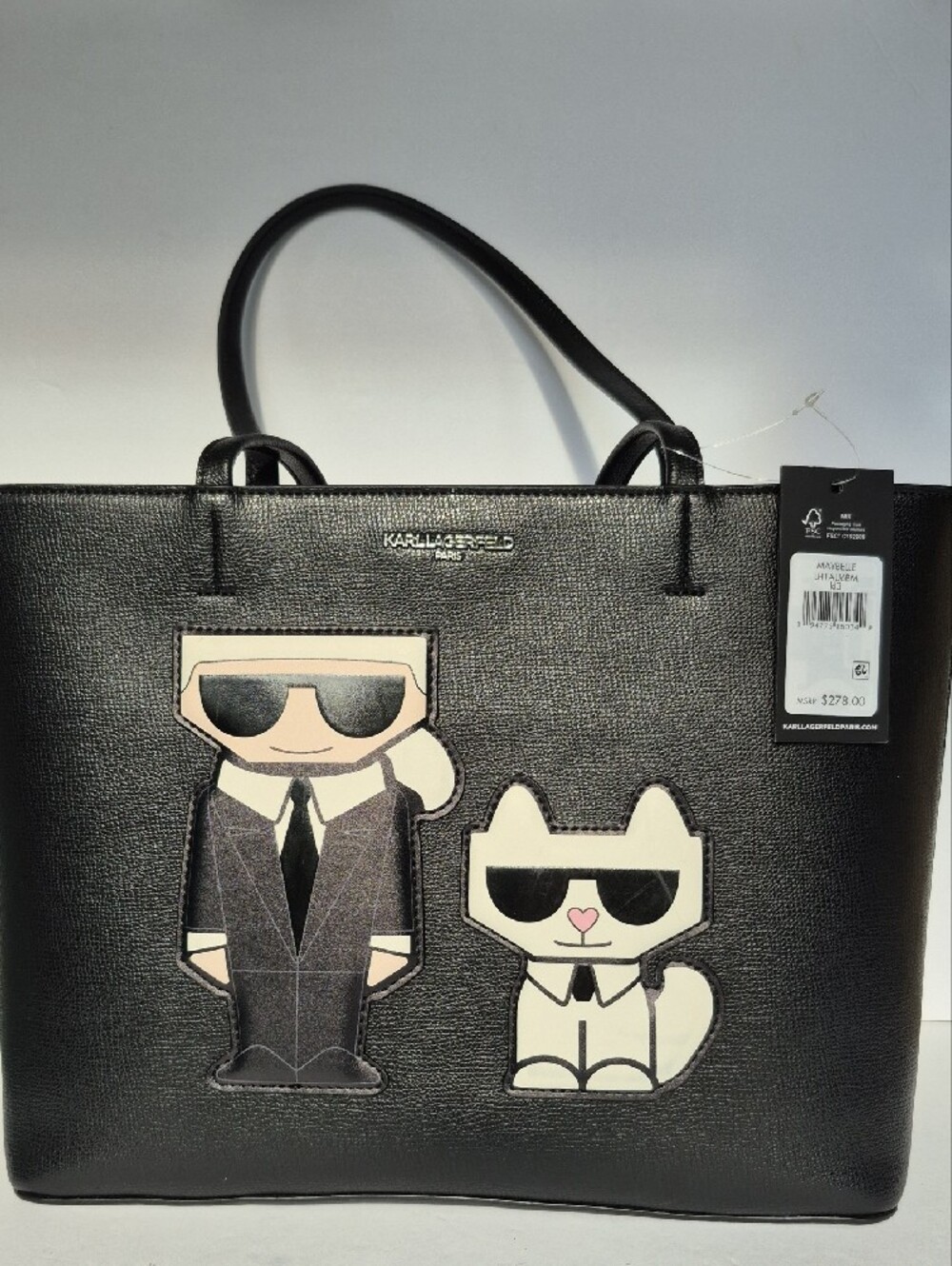 NWT Karl Lagerfeld Paris Maybelle Karl Choupette Cat Black Shoulder Bag